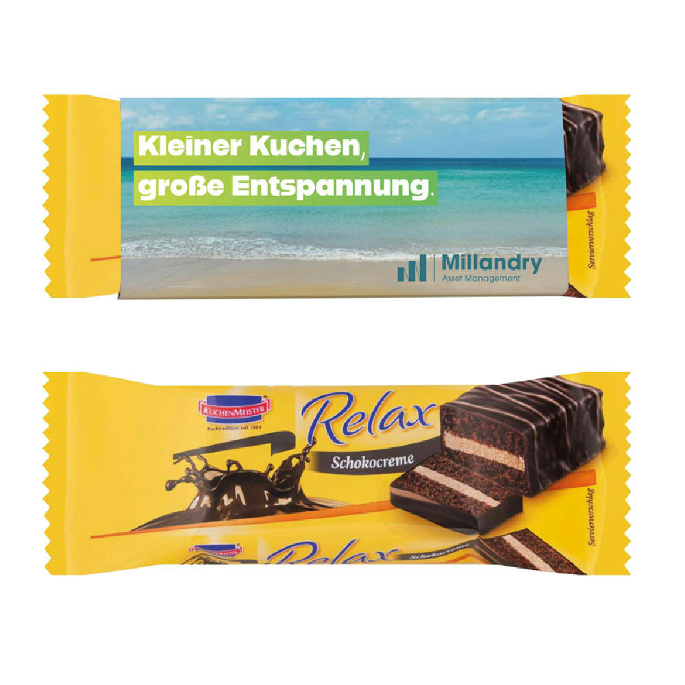 Relax Kuchenriegel im Werbeschuber  Werbeartikel