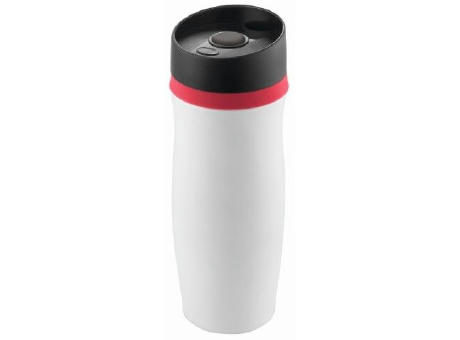 Product image Metmaxx® Thermobecher "CremaExtensa" weiß/Ring rot Werbeartikel