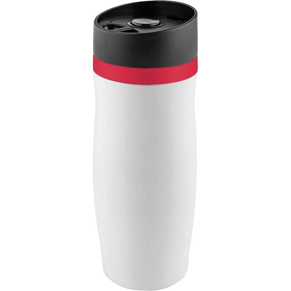 Product image Metmaxx® Thermobecher "CremaExtensa" weiß/Ring rot Werbeartikel