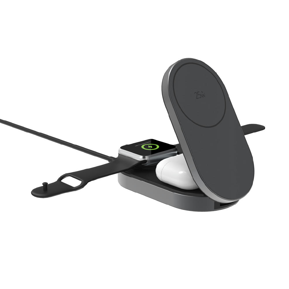 Quantum Ultra-Fast 3-in-1 25W faltbarer Wireless Charger Werbeartikel
