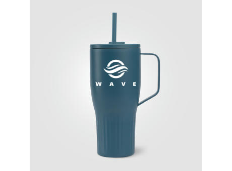 Majesty Recycling-Edelstahlbecher mit Trinkhalm - 890 ml Werbeartikel