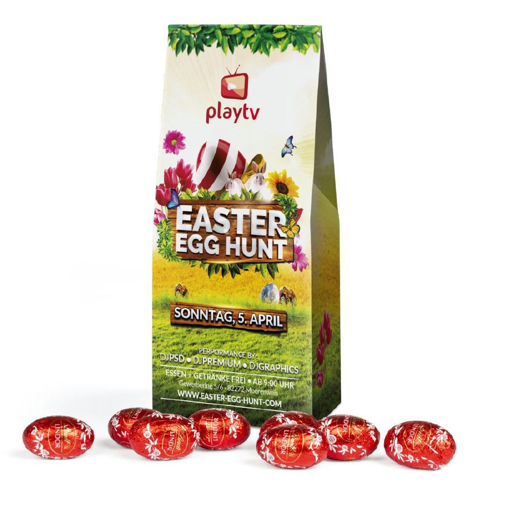 Product image Lindt Lindor Ostereier in Standboden-Kartonage Werbeartikel