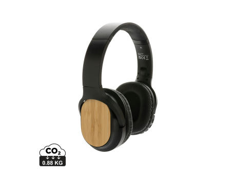 Product image Elite faltbarer kabelloser Kopfhörer aus RCS und Bambus Werbeartikel