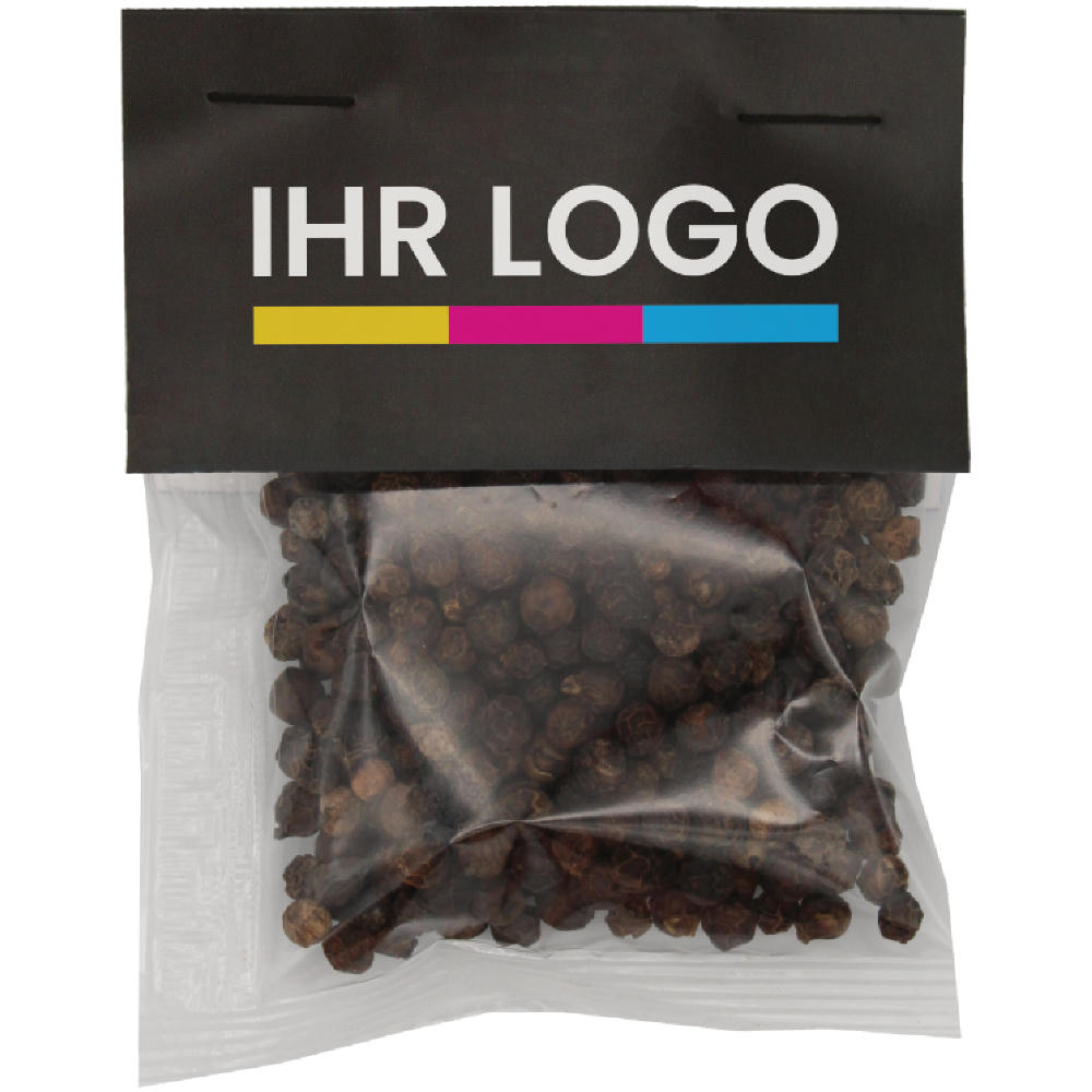 Product image Pfeffer schwarz ganz mit Kundenheader Werbeartikel