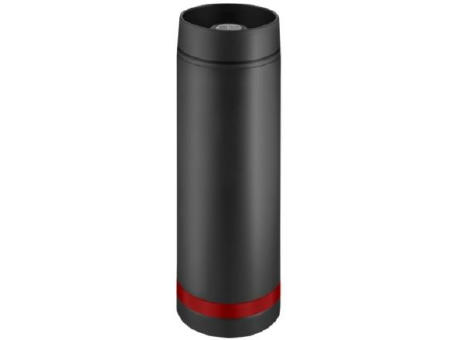 Product image Metmaxx® Thermobecher "Crema" 360° schwarz/Ring rot Werbeartikel