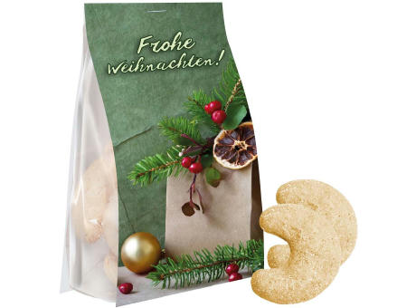 Vanillekipferl, 100g, Express Blockbodenbeutel mit Werbereiter bedrucken