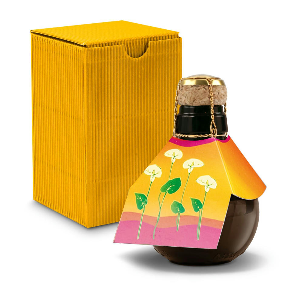 Kleinste Sektflasche der Welt! Calla - Inklusive Geschenkkarton in Gelb, 125 ml Werbeartikel