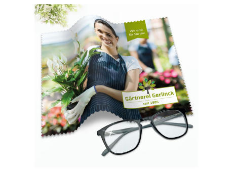 POLYCLEAN rPET Brillenputztuch 30x20 cm im Pergaminbeutel, All-Inclusive-Paket bedrucken