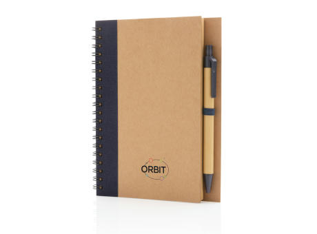 Kraft Spiral-Notizbuch mit Stift Werbeartikel
