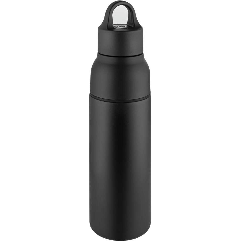 Metmaxx® Thermoflasche "OneTouch&Go" schwarz/Ring schwarz Werbeartikel