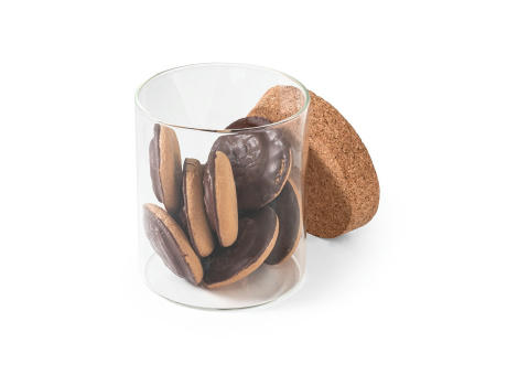 SPICE 700. Behälter (700 mL) aus Borosilikatglas mit Korkdeckel Werbeartikel