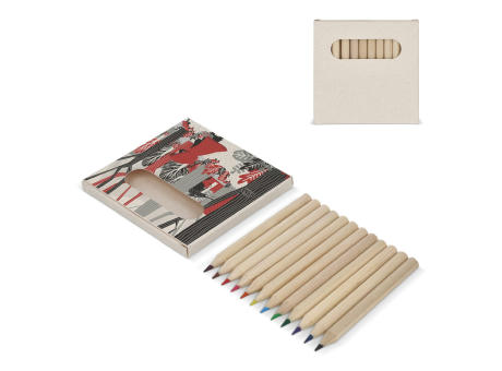 12 Buntstifte in einer Schachtel aus recyceltem Milchkarton bedrucken