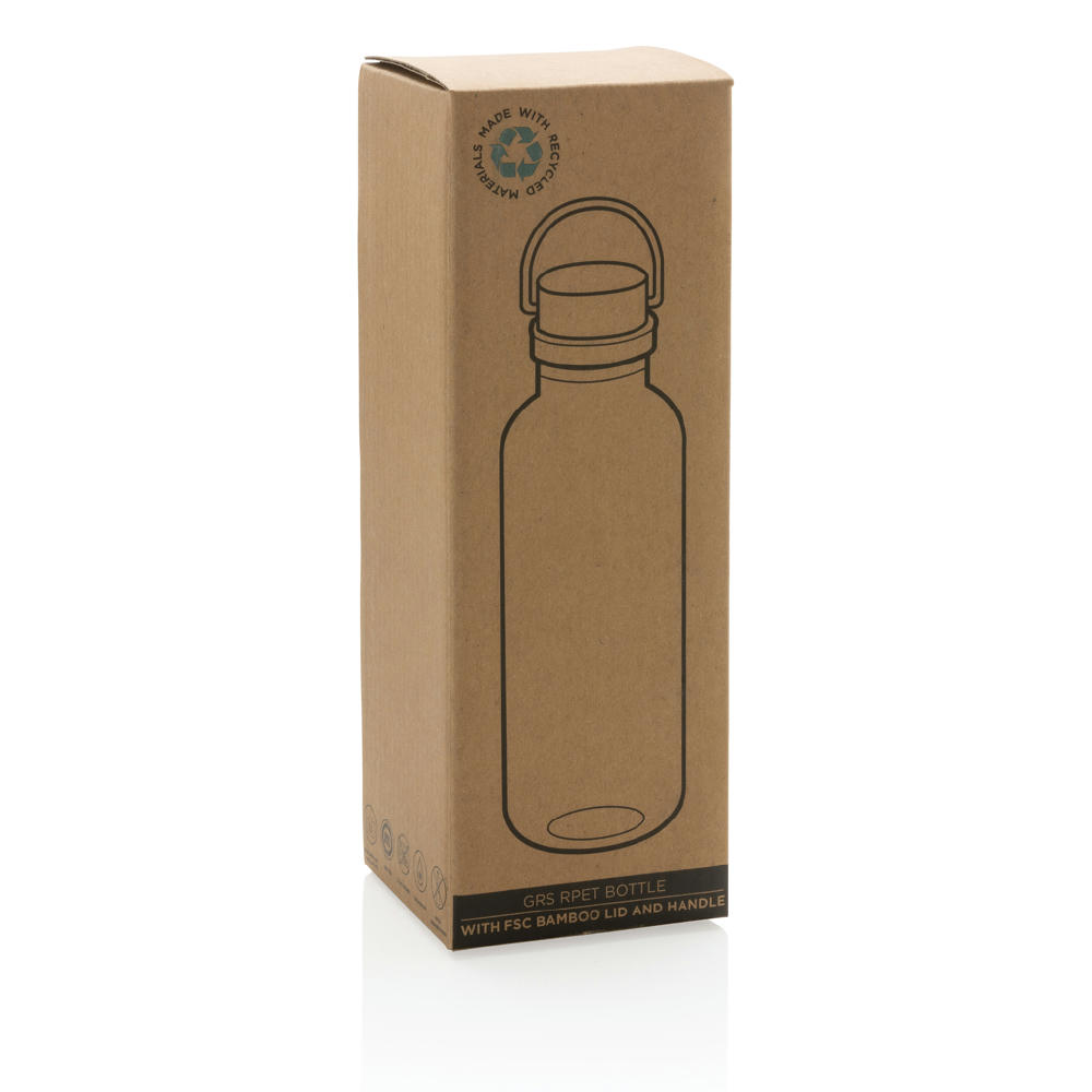 RCS rPET Flasche with Bambusdeckel und Griff Werbeartikel