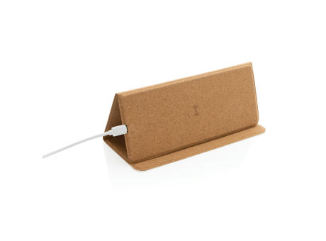 Wireless 10W Kork-Mauspad mit Ladefunktion und Ständer Werbeartikel