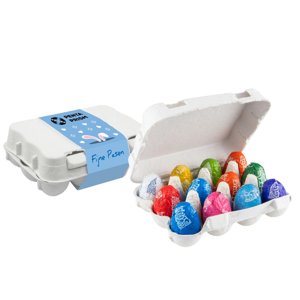 Product image Eierkarton mit 12 Tony Chocolonely Ostereiern Werbeartikel