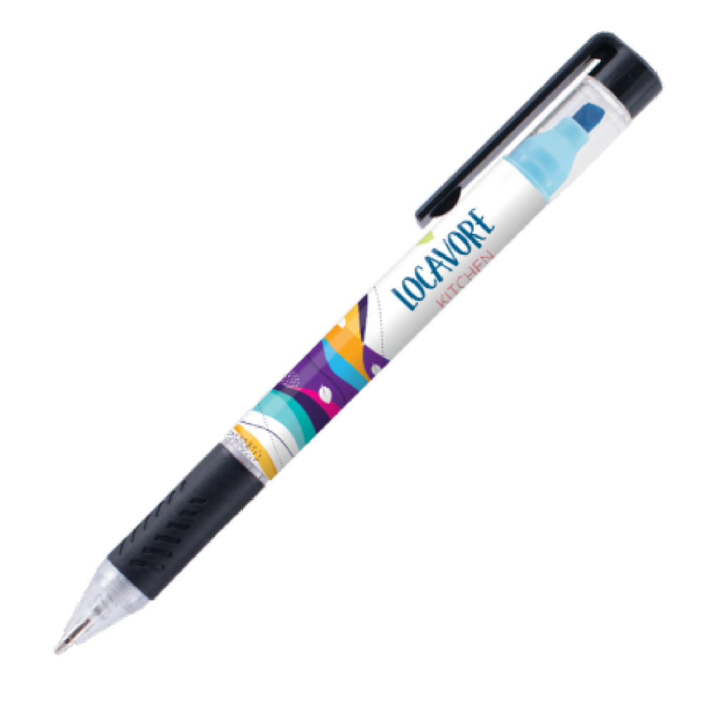 Product image DELOS Kugelschreiber und Textmarker mit 4c-Druck all-over Werbeartikel