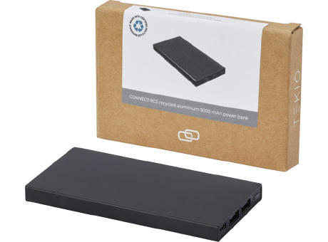 Connect 5000 mAh Powerbank aus recyceltem Aluminium  bedrucken
