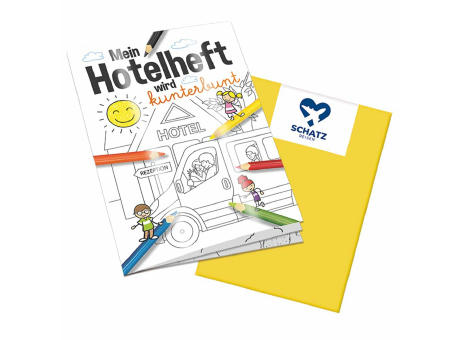 Malbuch / Mal-Set A6 - Hotel - Malbuch neutral Werbeartikel