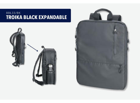TROIKA Laptop-Rucksack TROIKA BLACK EXPANDABLE Werbeartikel