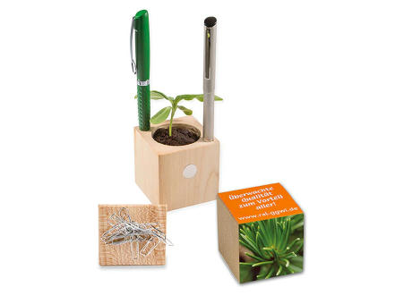 Product image Pflanz-Holz Büro mit Samen - Basilikum Werbeartikel