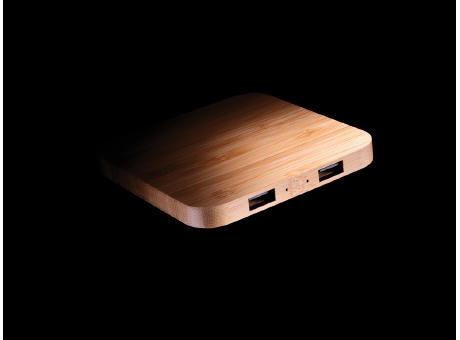 5W-Wireless-Charger aus Bambus mit USB Werbeartikel
