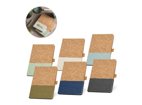 KLEE. A5 Notizbuch aus Kork und Leinen mit linierten Blättern Werbeartikel