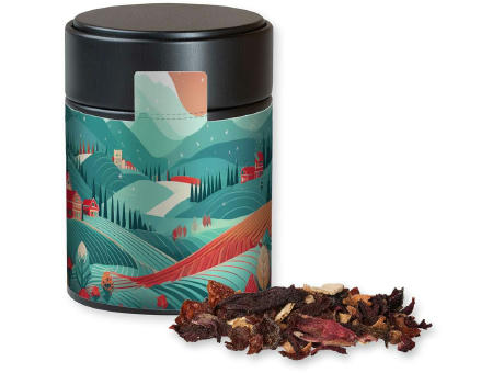Product image Weihnachts Früchtetee, ca. 60g, Metalldose Midi schwarz Werbeartikel
