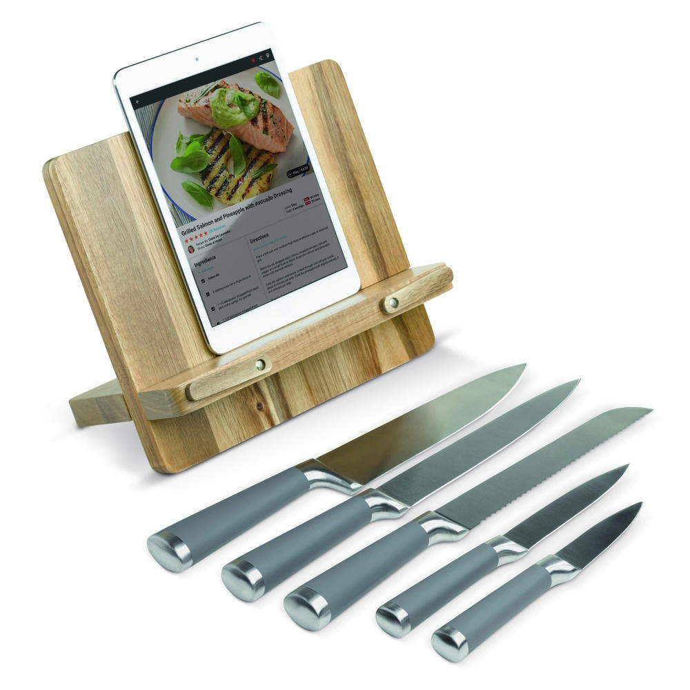 Kochbuchständer mit 5 Messern Werbeartikel