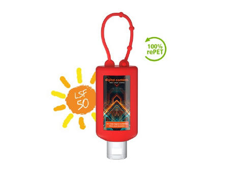 50 ml Bumper rot - Sonnenmilch LSF 50 (sensitiv) - Body Label Werbeartikel