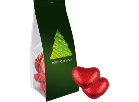 Product image Schoko-Herzen, ca. 36g, Express Blockbodenbeutel mit Werbereiter bedrucken