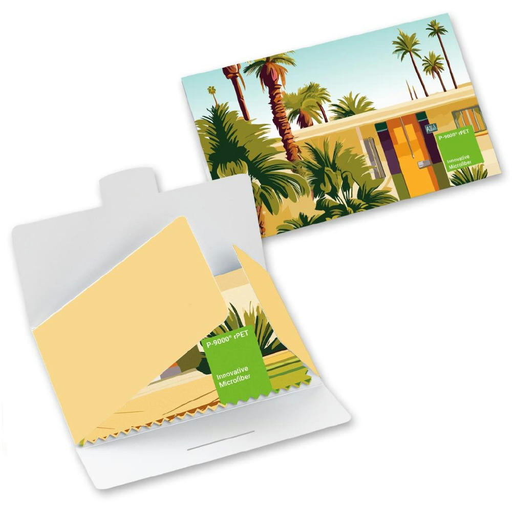 Product image POLYCLEAN rPET Brillenputztuch 15x15 cm im Papieretui, All-Inclusive-Paket Werbeartikel