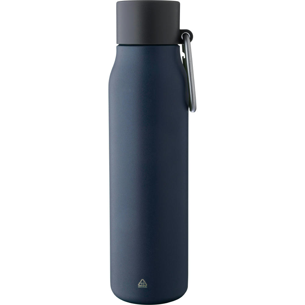 Doppelwandige Trinkflasche aus recyceltem Edelstahl (600 ml) Cassian Werbeartikel