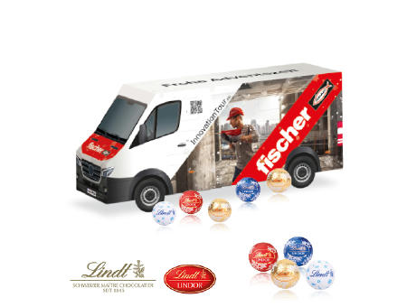 3D Adventskalender "Transporter" mit Lindt Schokolade Werbeartikel
