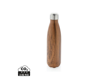 Vakuumisolierte Stainless Steel Flasche mit Holzoptik Werbeartikel