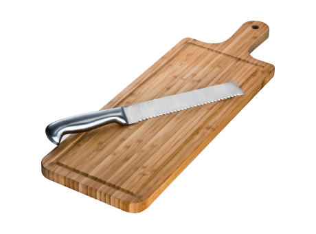 Product image Schneidebrett aus Bambus mit Messer aus Edelstahl Werbeartikel