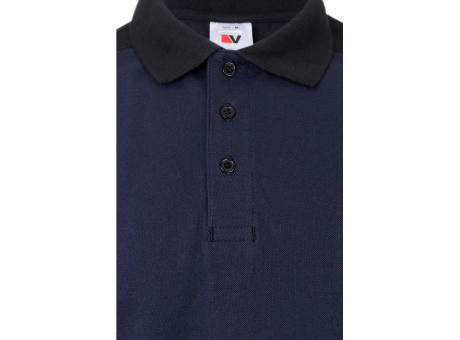 VL VELES. Zweifarbiges Stretch-Piqué-Poloshirt (200 g/m²) mit kurzen Ärmeln, aus Polyester (96 %) und Elastan (4 %) Werbeartikel