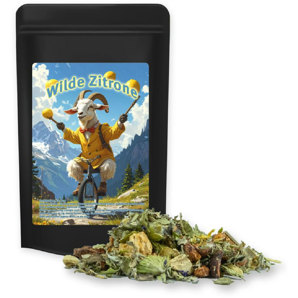 Product image Kräutertee Bergtee & Zitrus, ca. 11g, Standbeutel Mini schwarz Werbeartikel