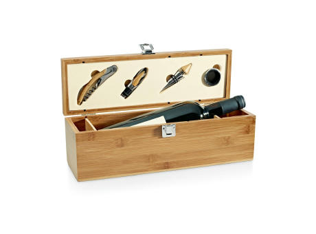 Product image SYRAH. Weinkasten aus Bambus, Zink und Edelstahl Werbeartikel