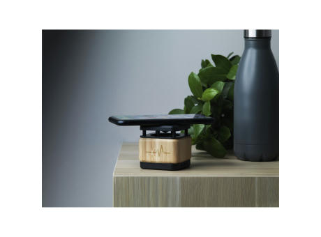 Bamboo Block Speaker mit kabellosem Ladegerät Werbeartikel