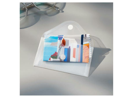 POLYCLEAN Brillenputztuch 18x18 cm im Etui, All-Inclusive-Paket bedrucken
