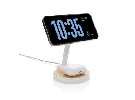 Ontario 2-in-1 15W magnetischer Ladeständer aus RCS rPlastik Werbeartikel