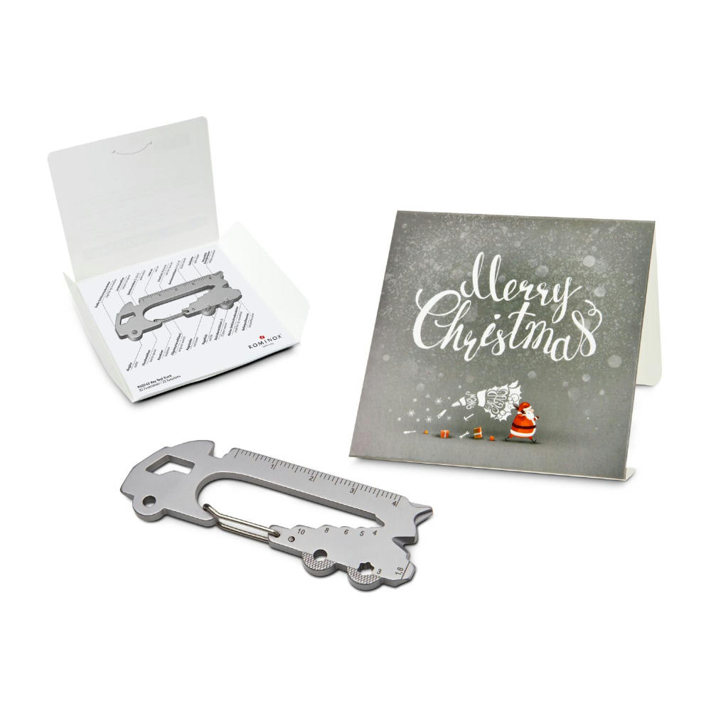 Geschenkartikel: ROMINOX® Key Tool Truck / LKW (22 Funktionen) im Motiv-Mäppchen Merry Christmas Werbeartikel