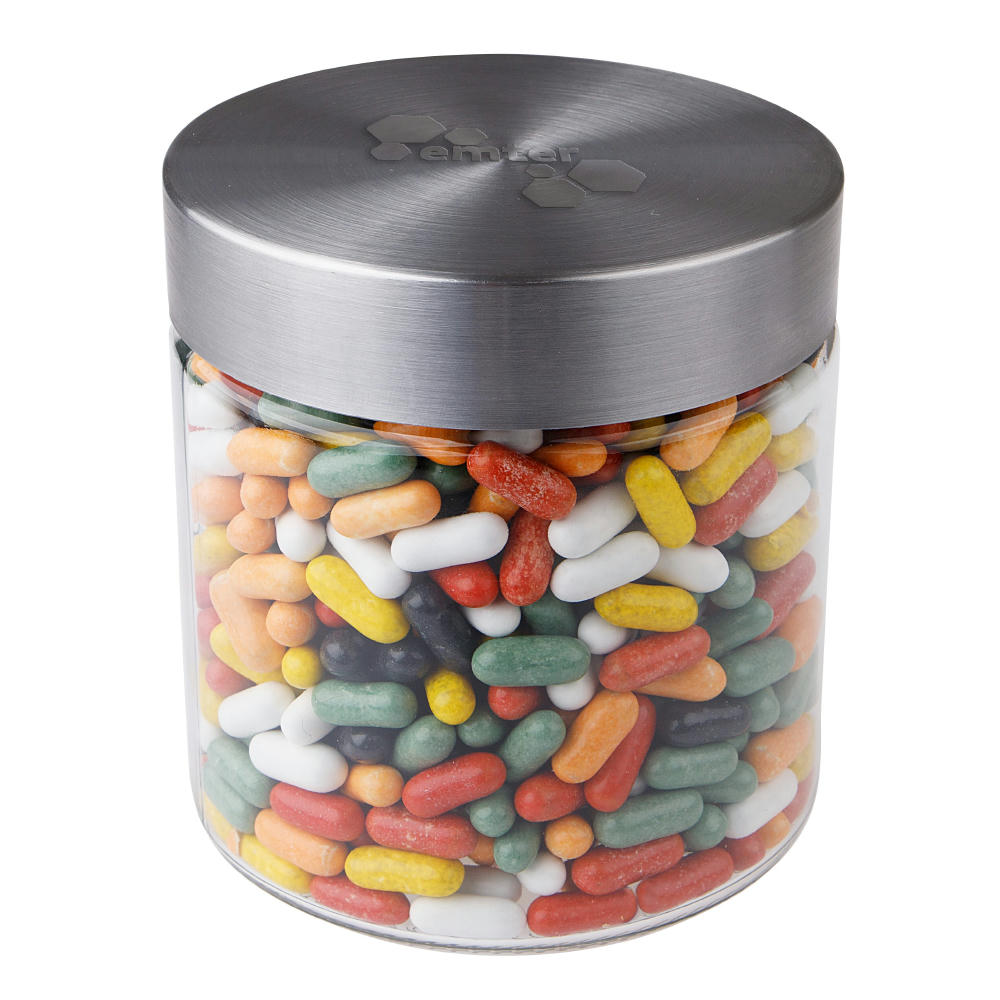 Product image Glas 0,9 L mit Süßigkeiten, mit Prägung Werbeartikel
