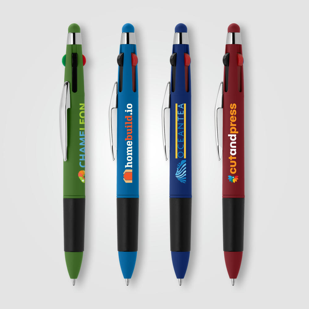 Quattro Softy Multi-Tinten Kugelschreiber - m/Stylus Werbeartikel