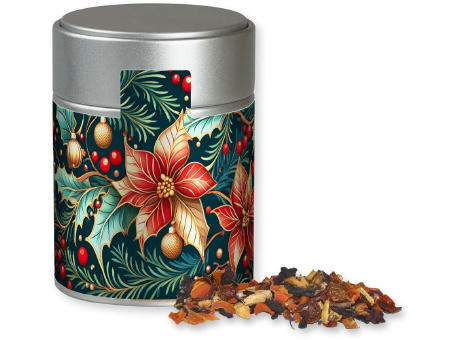 Product image Kaminfeuer Tee, ca. 60g, Metalldose Midi silber Werbeartikel