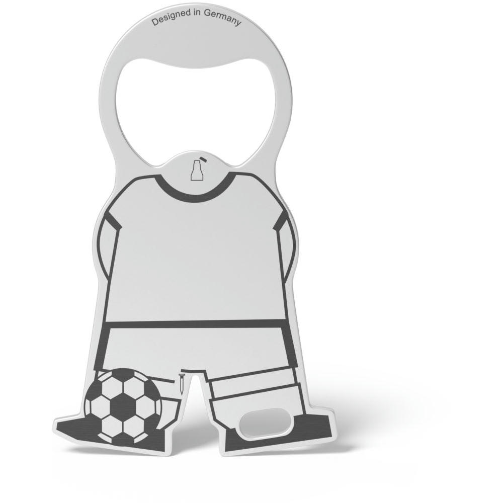 RICHARTZ Einkaufswagenlöser karl soccer: Figur als Fußballer mit Trikot und Ball – Werbeartikel mit Ihrem Logo