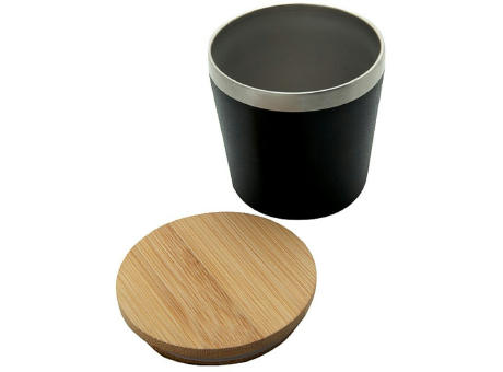Doppelwandiger Edelstahlbecher 'Nagano' mit Bambusdeckel (M) Werbeartikel