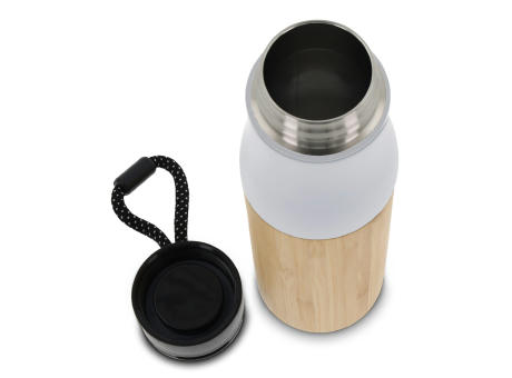 Isolierflasche Bambus mit Trageschlaufe 500ml Werbeartikel