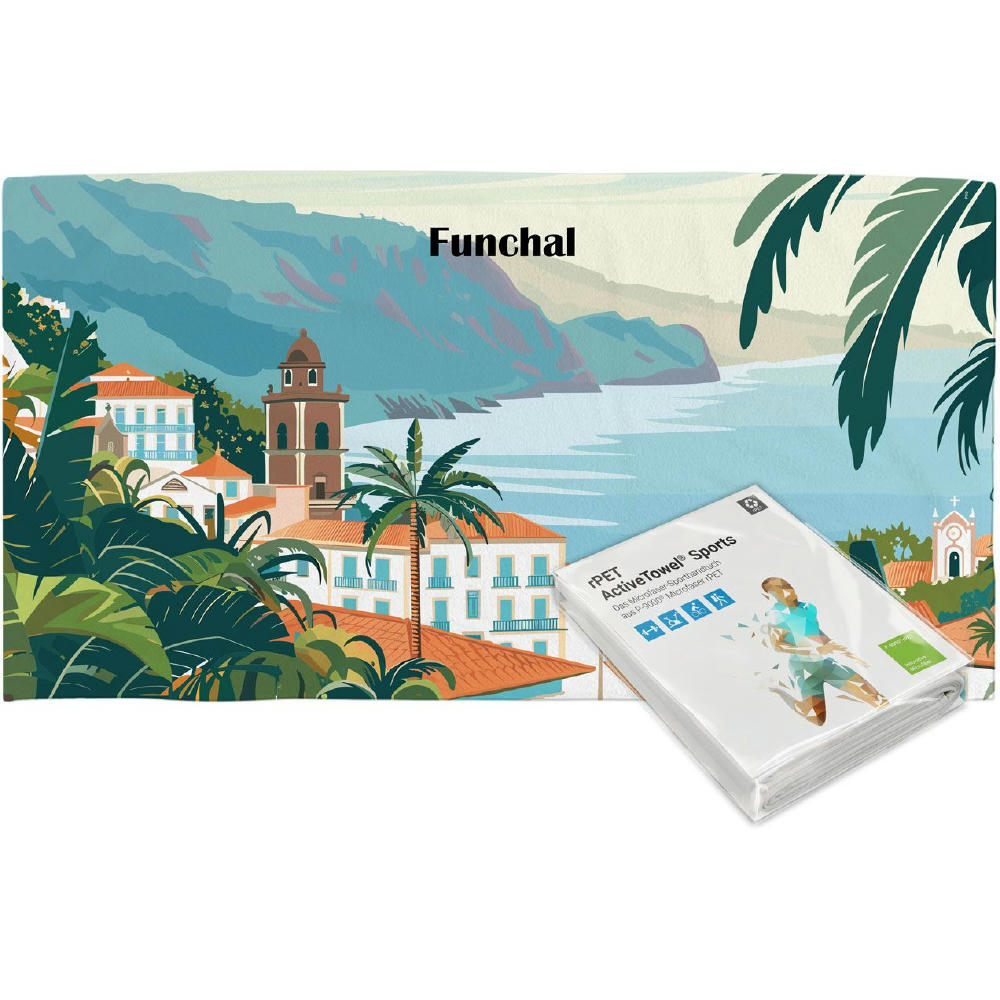 rPET ActiveTowel® Sports 130x70 cm im Polybeutel mit Klappkarte, All-Inklusive-Paket Werbeartikel