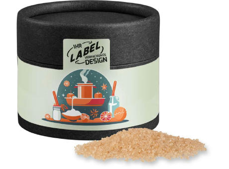 Gewürzmischung Lebkuchen, ca. 45g, Kraftpapierdose Mini schwarz Werbeartikel